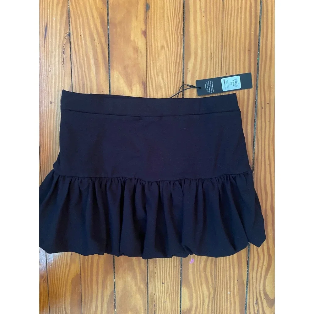 NWT Fashion Nova Alora Ponte Bubble Hem Mini Skirt Black SZ‎ S Festival